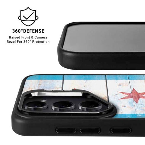 Chicago Flag Light Wood Galaxy S24 FE Kickstand Case